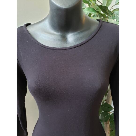 41 Hawthorn Knee Length Dress Womens Small Black Solid Asymmetrical Round Neck - Picture 11 of 11